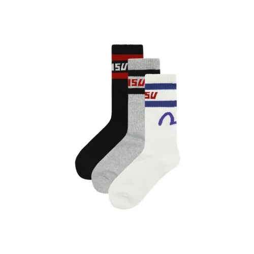 EVISU 3 пачки Черный + Фотиния Серый + Белый Мужские носки MID до икры