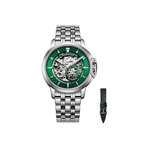 ROSSINI Medallion Collection Автоматический Механический Механизм Нержавеющая Сталь Ремешок Часы Мужские Зеленый Циферблат