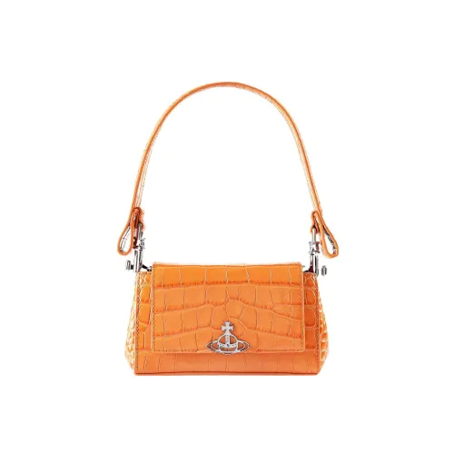 Vivienne Westwood Hazel Телячья кожа Плечевая сумка Багет Сумка Одно плечо Сумка Маленькая Женская Апельсиновая