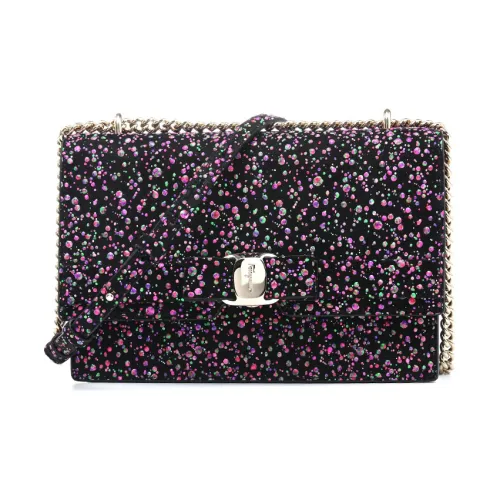 FERRAGAMO Vara Кожа Плечевая Сумка Маленькая Женская Черная