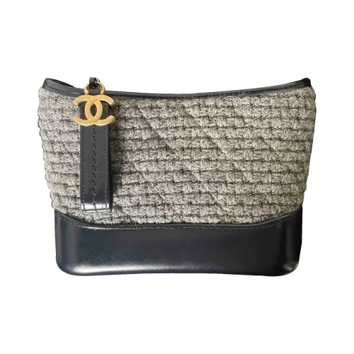 CHANEL Gabrielle Твид Мягкий Твид с Коровьей Кожей Сумка-Хобо Сумка через плечо Маленькая Унисекс Темно-Синий