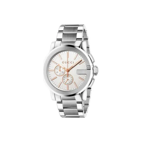 GUCCI Мужские часы Кварцевый механизм Ремешок из нержавеющей стали 44 мм Серебристый циферблат