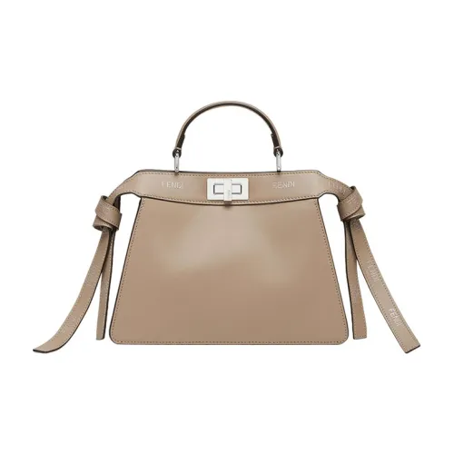 FENDI Peekaboo ISeeU Телячья кожа Сумка через плечо Сумка Маленькая Женская Голубино-серый