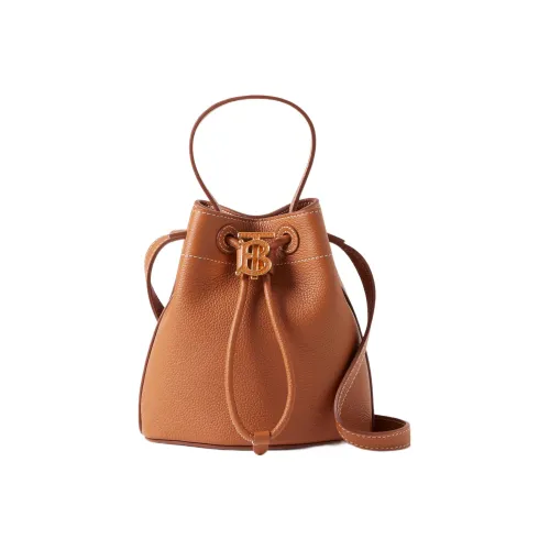 Burberry Телячья кожа Ведрообразная сумка Сумка на одно плечо Сумка через плечо Мини Женский Теплый Красно-коричневый