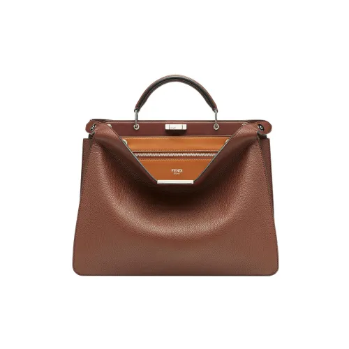 FENDI Peekaboo ISeeU Сумка через плечо из телячьей кожи сумка среднего размера мужская коричневая