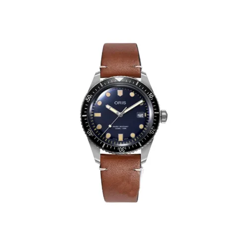 Oris Автоматический Механический Механизм Мужские Часы Часы 42 мм Синий Циферблат Стальной Корпус Часов Коровья Кожа Ремешок