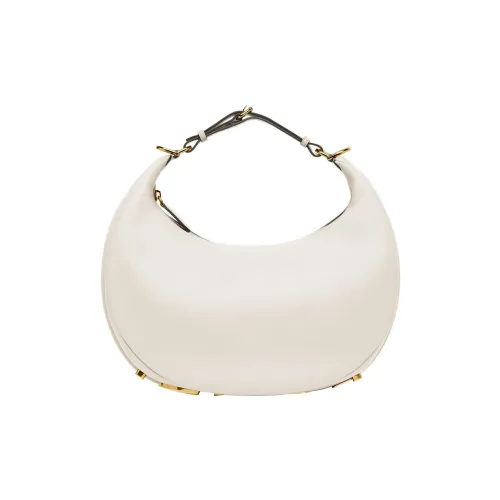 FENDI Fendigraphy Сумка из коровьей кожи Полумесяц Сумка через плечо Сумка среднего размера Женская Белая