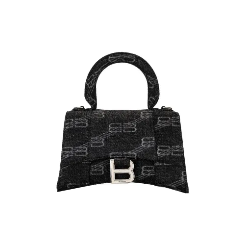 Balenciaga HOURGLASS Деним Сумка Сумка через плечо Сумка через плечо Экстра Маленькая Женская Черная