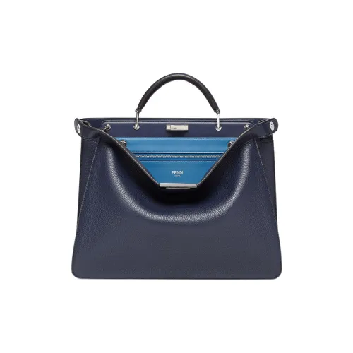 FENDI Peekaboo ISeeU Сумка через плечо из телячьей кожи Сумка среднего размера Мужская Темно-синий