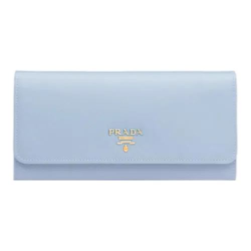 PRADA Кожа Кошелек Женский Светло-Синий