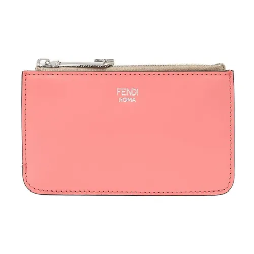 FENDI Телячья кожа Key Pouch Монетница Женские Розовый Голубино-серый