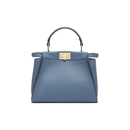 FENDI Peekaboo ISeeU Кожа Сумка через плечо Сумка Мини Женская Синяя