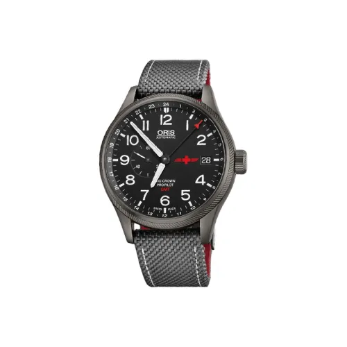 Oris Автоматический Механический Механизм Мужские Часы Часы 45 мм Черный Циферблат Корпус из Нержавеющей Стали Тканевый Ремешок