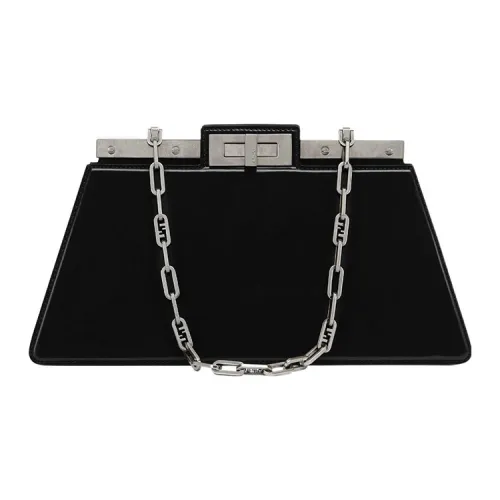 FENDI PeekabooCut Телячья кожа Ручная Сумка на плечо Женская Черная