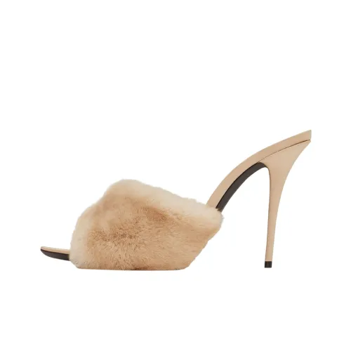 SAINT LAURENT Антиперспирантные шлепанцы женские светлый бежевый