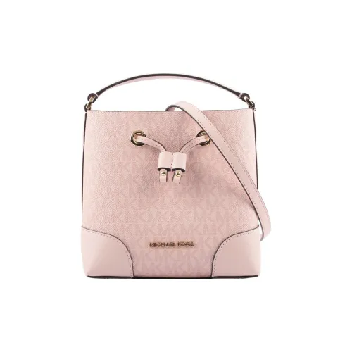 MICHAEL KORS Mercer Покрытый холст с кожаными вставками Ведрообразная сумка Сумка через плечо Сумка через плечо Маленькая Женская Розовая