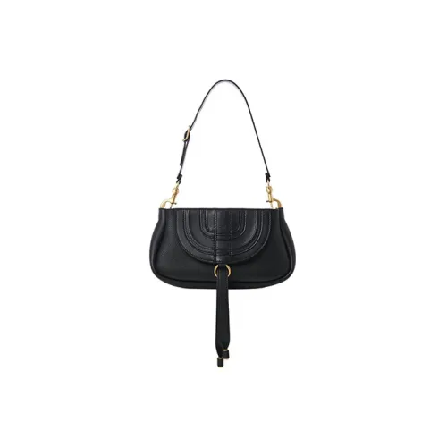 Chloe Marcie Рельефная Телячья Кожа Одно Плечо Сумка Клатч Маленькая Женская Черная