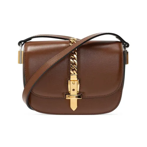 GUCCI Sylvie 1969 Кожаная сумка через плечо сумка на плечо женская коричневая