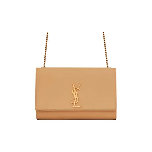 SAINT LAURENT Kate Коровья кожа Сумка через плечо Средняя Женская Светло-коричневая