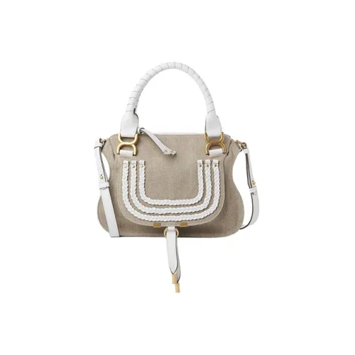 Chloe Marcie Linen Leather Crossbody Bag Small Shoulder Bag Women's White Gray Члои Марси Линен Лэйдер Кроссбоди Баг Маленькая Сумка через плечо Женская Белый Серый