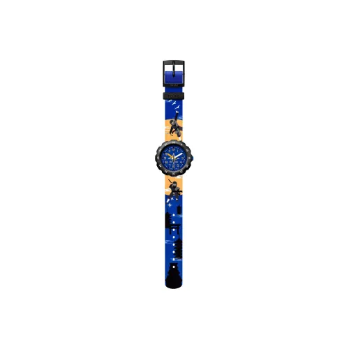 SWATCH Flik Flak Feifei Series Кварцевый механизм Унисекс Часы 34 мм Синий циферблат Пластиковый корпус Тканевый ремешок ZFPSP062