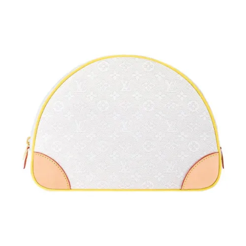 LOUIS VUITTON Baby Pouch Покрытый холст Косметичка Сумка для туалетных принадлежностей Унисекс Белый Желтый