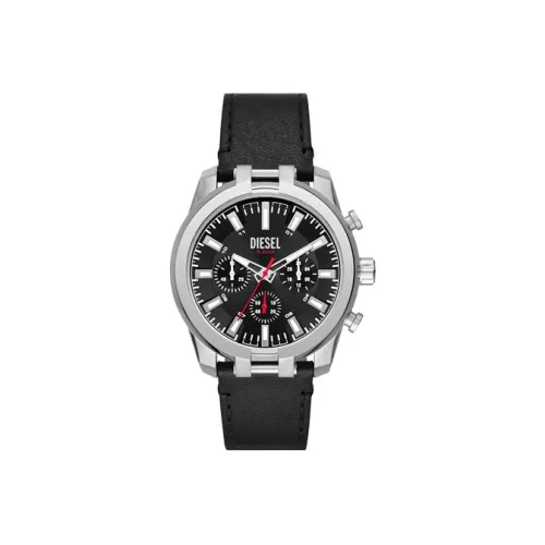 DIESEL Owl Series Наручные часы Кварцевый механизм Кожаный ремешок 43 мм Черный циферблат Унисекс DZ4622