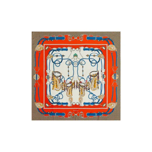 WENSLI Настоящий шелковый шарф двусторонний с принтом большой женский