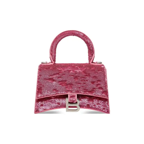 Balenciaga HOURGLASS Блестки с овчиной сумка через плечо сумка Extra Mini женская розовая