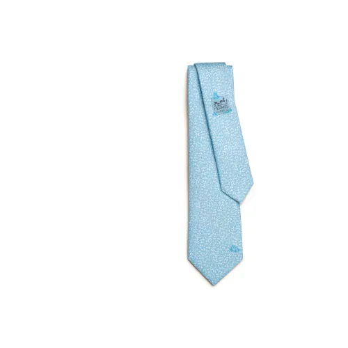 HERMES Шелковые галстуки Светло-синий Мужской