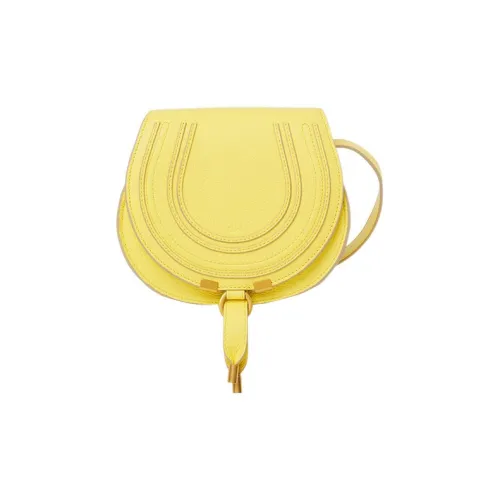 Chloe Marcie Телячья кожа с текстурой сумка через плечо Saddle маленькая женская желтая