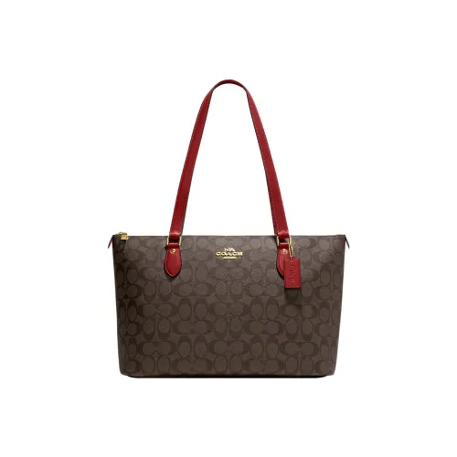 COACH Gallery Холст и Кожа Тоут Сумка Сумка для покупок Сумка Сумка через плечо Женская Коричневая