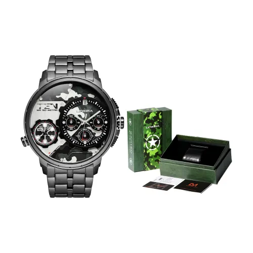 Linmira Men's Watches Кварцевый механизм ремешок из нержавеющей стали черный циферблат модель LM682D1A