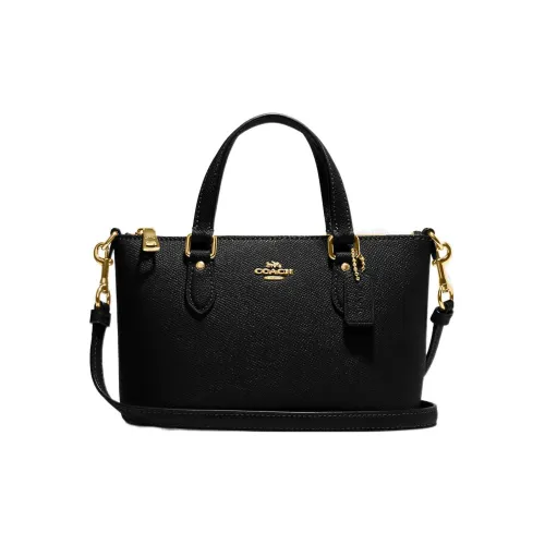 COACH Gallery Крестообразная текстура Кожа Сумка Сумка через плечо Сумка через плечо Мини Женская Черная