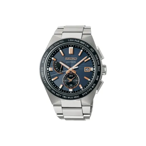 SEIKO Astron Series Солнечный Кварцевый Механизм Титан Ремешок Часы Мужские Синий Циферблат SBXY053