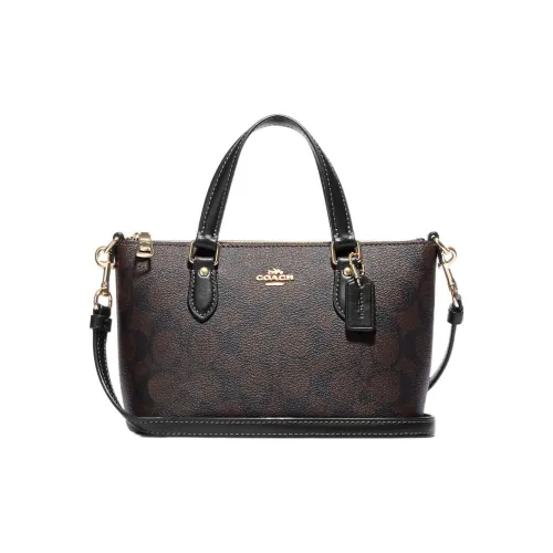 COACH Gallery Холст и Кожа Сумка Сумка через плечо Сумка через плечо Мини Женская Коричневая