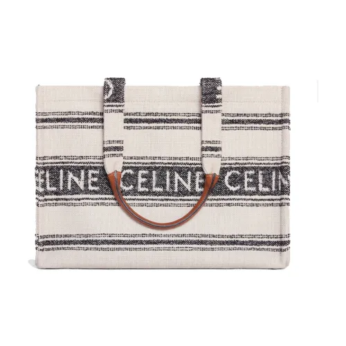 CELINE Cabas Ткань Тоут Сумка Сумка для покупок Сумка Большая Женская Белая Черная