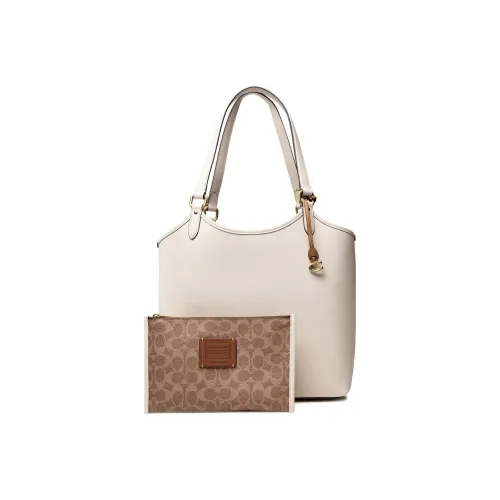 COACH Кожа Комбинированная Сумка Тоут Сумка Сумка для покупок Сумка на плечо Большая Женская Белая