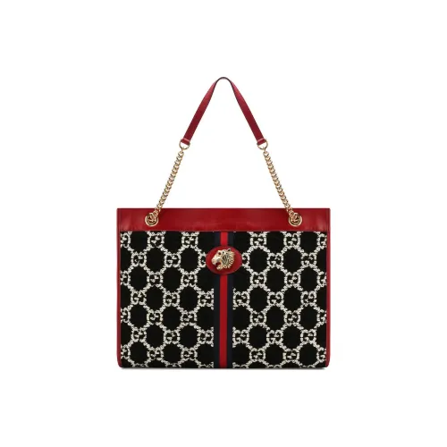 GUCCI Rajah Вышивка с Цветным Холстом и Кожей Сумка через плечо Женская Красная Многоцветная