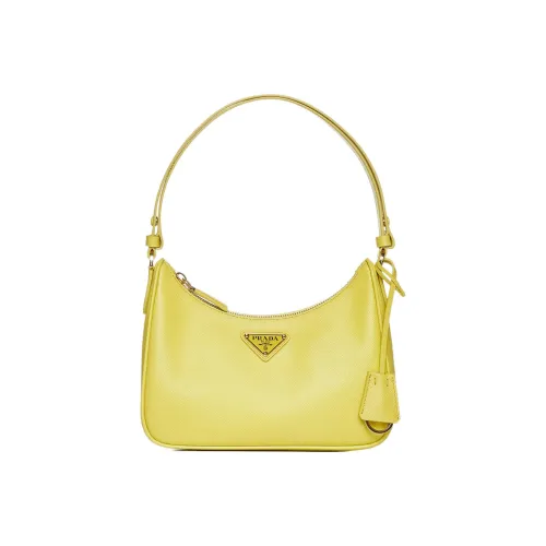 PRADA Кожа Одно Плечо Сумка Мини Женская Желтая