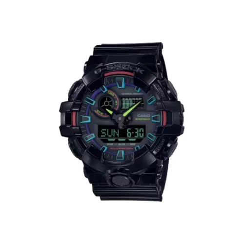 CASIO Кварцевый механизм Часы Мужские Черный циферблат GA 700RGB 1A