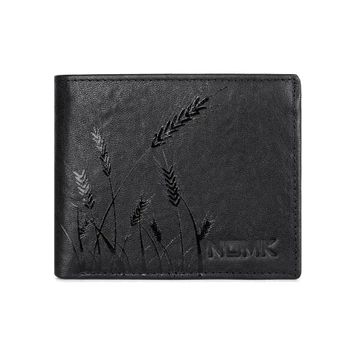 NOMK Кошелек из натуральной коровьей кожи мужской черный