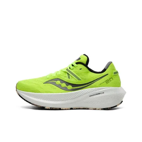Saucony Triumph 20 Slip-Resistant Abrasion-Resistant Низкий Топ Тренировочные Беговые кроссовки Унисекс Белый Зеленый