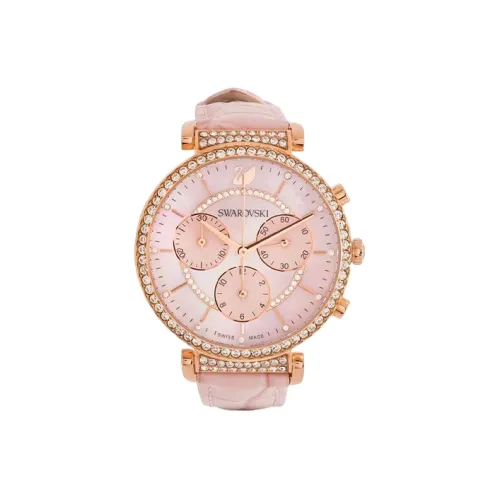 Swarovski Наручные часы Кварцевый механизм Натуральная кожа Ремешок 36 мм Розовый циферблат Женские часы 5580352PINK