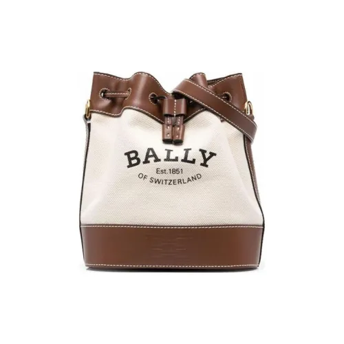 BALLY Холст Телячья кожа Ведрообразные сумки Сумки через плечо Сумка через плечо Женская Бежевая