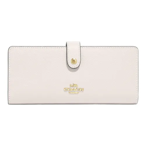 COACH Slim Wallet Крестообразная текстура Кожа Кошелек Женский Белый