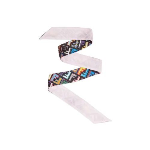 FENDI Шелковые шарфы Черный/Светло-розовый Женские