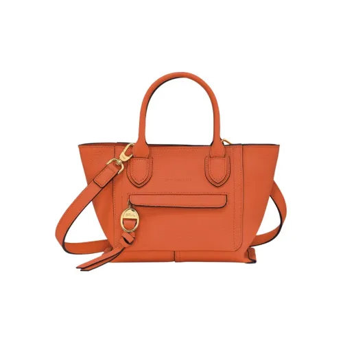 LONGCHAMP Mailbo Сумка через плечо из крупнозернистой текстуры коровьей кожи маленькая женская сумка цвет морковный