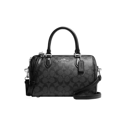 COACH Rowan Покрытый холст с кожаными вставками портфель сумка через плечо сумка через плечо средний женский черный
