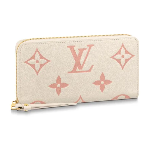 LOUIS VUITTON Zippy Мягкий Коровья Зернистая Кожа Держатель для Карт и Кошелек Стандартный Женский Кремовый Белый Розовый